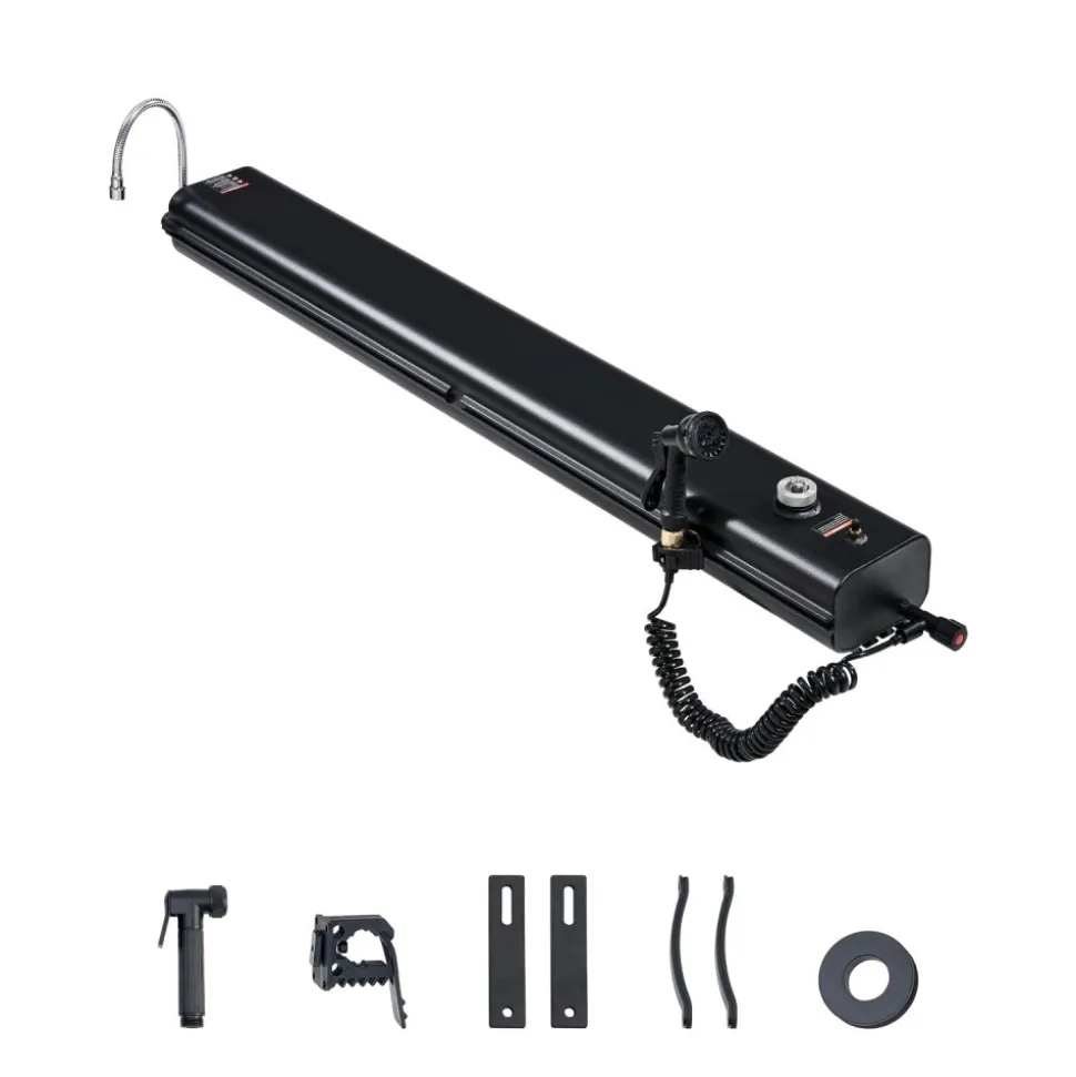 VEVOR Roof Rack Water Tank, 7 Gal, Multi-Dispensing Outdoor Tank with 2 Splash-Guard Panels & T-slot, High-Capacity Aluminum Tank with Pressurization Port, Fit for Trunks, Roll Bars, Crossbars