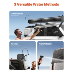 VEVOR Roof Rack Water Tank, 7 Gal, Multi-Dispensing Outdoor Tank with 2 Splash-Guard Panels & T-slot, High-Capacity Aluminum Tank with Pressurization Port, Fit for Trunks, Roll Bars, Crossbars