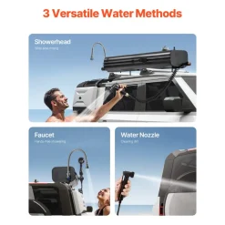 VEVOR Roof Rack Water Tank, 4.5 Gal, Multi-Dispensing Outdoor Tank with 2 Splash-Guard Panels & T-slot, High-Capacity Aluminum Tank with Pressurization Port, Fit for Trunks, Roll Bars, Crossbars