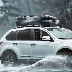 VEVOR Rooftop Cargo Carrier, 11 Cubic Feet Roof Cargo Box, ABS Hard Shell Roof Box, with Dual-Sided Opening and 2 Reinforced Straps, Aerodynamic, Suitable for most Crossbar, for Car, Wagon, SUV, Black