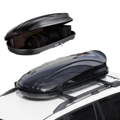 VEVOR Rooftop Cargo Carrier, 11 Cubic Feet Roof Cargo Box, ABS Hard Shell Roof Box, with Dual-Sided Opening and 2 Reinforced Straps, Aerodynamic, Suitable for most Crossbar, for Car, Wagon, SUV, Black