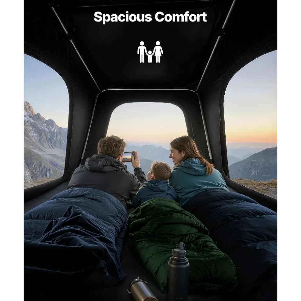 VEVOR Rooftop Tent Hard Shell, 2-3 Person Aluminum Roof Top Tent Hardshell with Tri-Color LED Light, Thick Mattress & Window, Waterproof Windproof Overland Camping Car Roof Rack for Jeep SUV Pickup