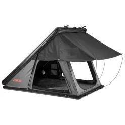 VEVOR Rooftop Tent Hard Shell, 2-3 Person Aluminum Roof Top Tent Hardshell with Tri-Color LED Light & Thick Mattress, Waterproof Windproof Overland Camping Car Roof Rack Suitable for Jeep SUV Pickup