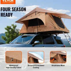 VEVOR Rooftop Tent Hard Shell, Naturnest Rooftop Tent Hardshell for 2-3 Person, Folding Hard Shell Roof Top Tent with Telescopic Ladder Mattress PVC Cover Bag, Waterproof for Jeep SUV Van Pickup Truck