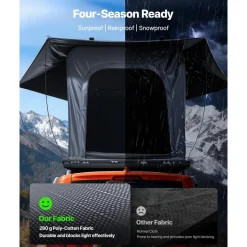 VEVOR Rooftop Tent Hard Shell, Naturnest Rooftop Tent Hardshell for 2-3 Person, Hard Shell Roof Top Tent with Telescopic Ladder Thick Mattress, Waterproof Windproof for Jeep SUV Van Pickup Truck