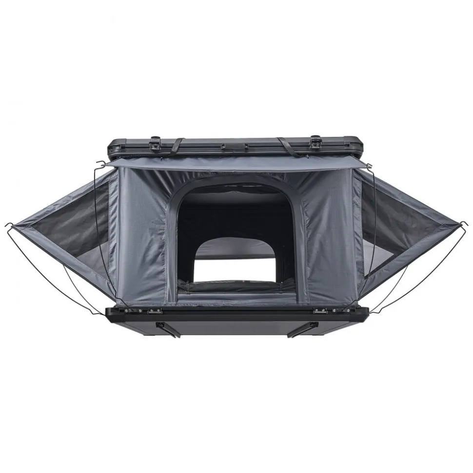 VEVOR Rooftop Tent Hard Shell, 2-3 Person Aluminum Roof Top Tent Hardshell with Tri-Color LED Light, Thick Mattress & 2 Windows, Waterproof Windproof Overland Camping Car Roof Rack for Jeep SUV Pickup