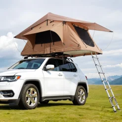 VEVOR Rooftop Tent Hard Shell, Naturnest Rooftop Tent Hardshell for 2-3 Person, Folding Hard Shell Roof Top Tent with Telescopic Ladder Mattress PVC Cover Bag, Waterproof for Jeep SUV Van Pickup Truck