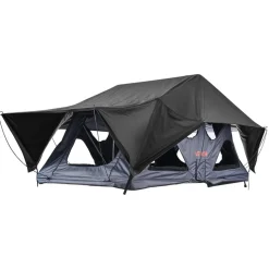 VEVOR Rooftop Tent, 2-3 Person Foldable Aluminum Roof Top Tent with Tri-Color LED Light, Thick Mattress & 10 Windows, Waterproof Windproof Overland Camping Car Roof Rack Suitable for Jeep SUV Pickup