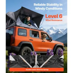 VEVOR Rooftop Tent, 2-3 Person Foldable Aluminum Roof Top Tent with Tri-Color LED Light, Thick Mattress & 10 Windows, Waterproof Windproof Overland Camping Car Roof Rack Suitable for Jeep SUV Pickup