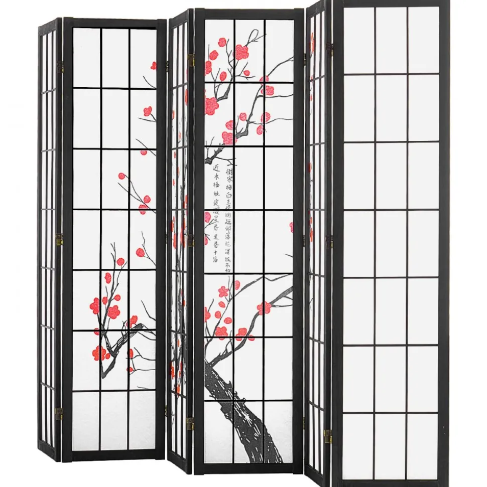 VEVOR Room Divider, 6 Panel Japanese Room Divider Screen, Wood Folding Privacy Screen Indoor, Japanese Partition Portable Decoration Dividers, for Room Separation Home Office Restaurant & Bedroom