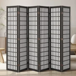 VEVOR Room Divider, 6 Panel Japanese Room Divider, Folding Privacy Screen Indoor, Portable Partition Dividers and Decoration Screens, for Room Separation, Home, Office, Restaurant & Bedroom (Black)
