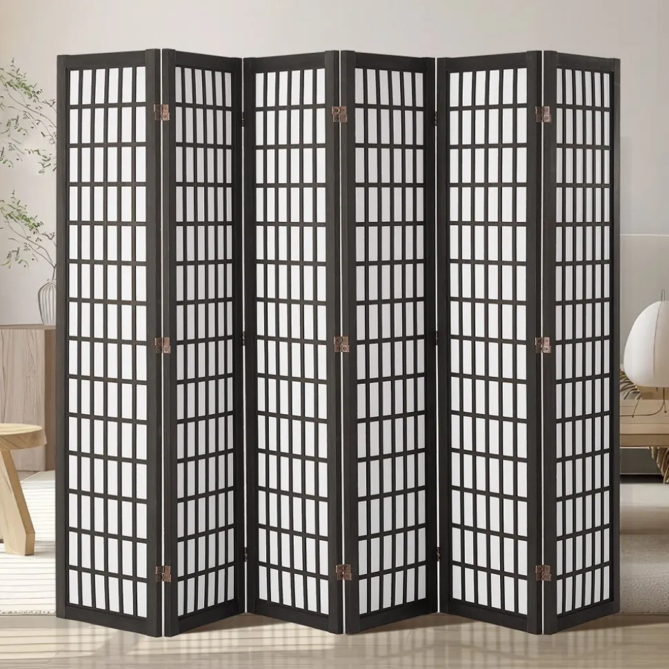 VEVOR Room Divider, 6 Panel Japanese Room Divider, Folding Privacy Screen Indoor, Portable Partition Dividers and Decoration Screens, for Room Separation, Home, Office, Restaurant & Bedroom (Black)