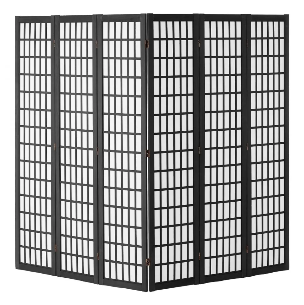 VEVOR Room Divider, 6 Panel Japanese Room Divider, Folding Privacy Screen Indoor, Portable Partition Dividers and Decoration Screens, for Room Separation, Home, Office, Restaurant & Bedroom (Black)