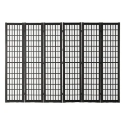 VEVOR Room Divider, 6 Panel Japanese Room Divider, Folding Privacy Screen Indoor, Portable Partition Dividers and Decoration Screens, for Room Separation, Home, Office, Restaurant & Bedroom (Black)