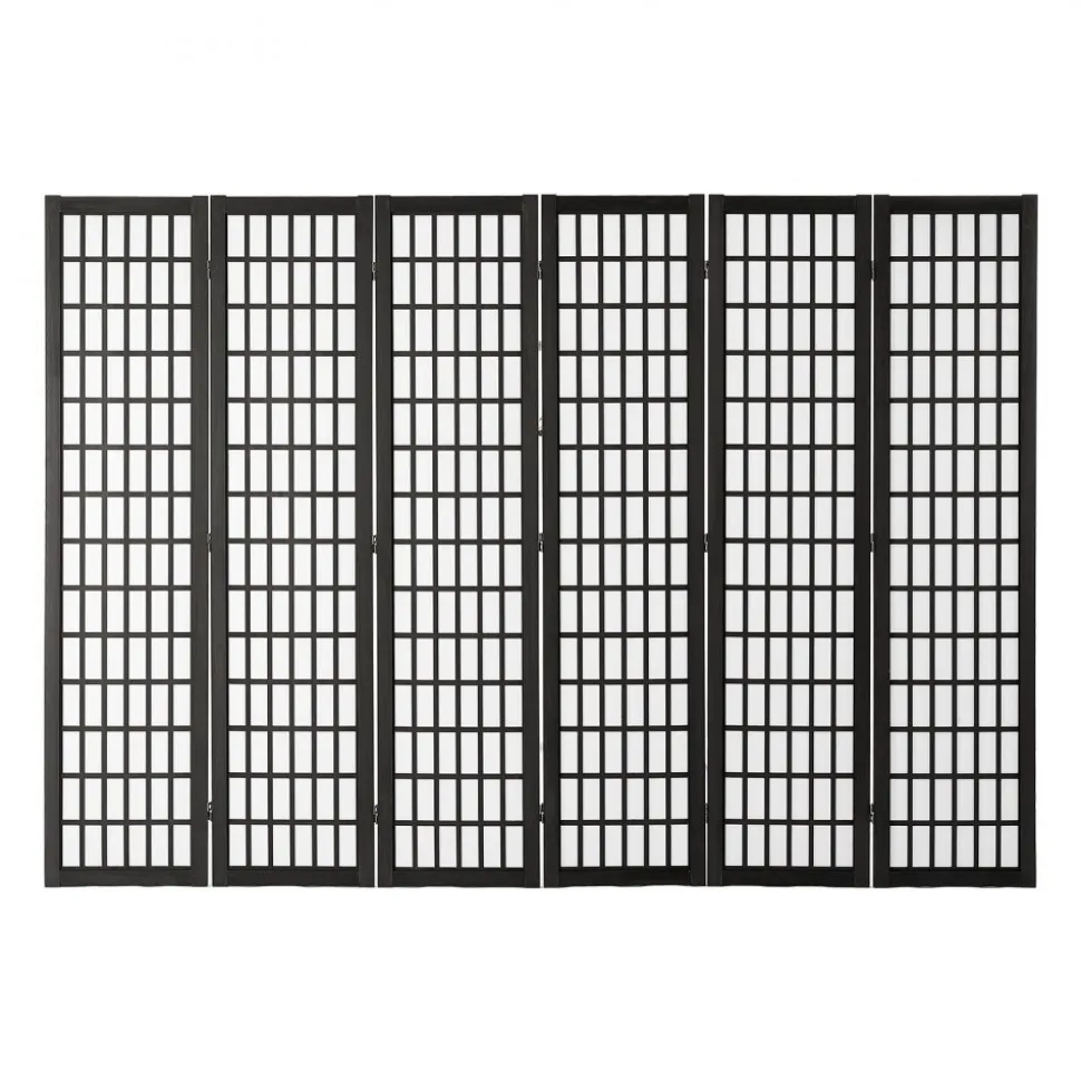 VEVOR Room Divider, 6 Panel Japanese Room Divider, Folding Privacy Screen Indoor, Portable Partition Dividers and Decoration Screens, for Room Separation, Home, Office, Restaurant & Bedroom (Black)