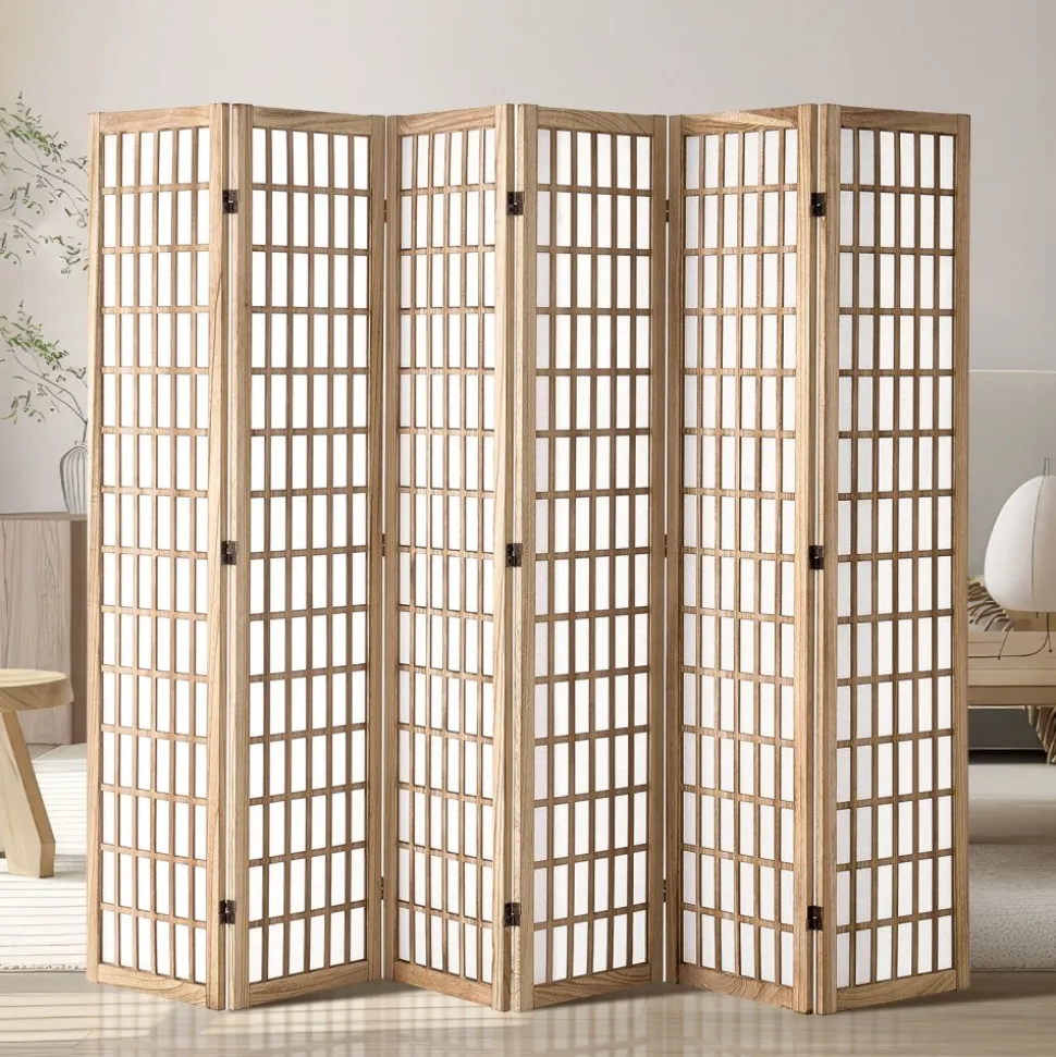 VEVOR Room Divider, 6 Panel Japanese Room Divider, Wood Folding Privacy Screen Indoor, Japanese Partition Dividers Portable Decoration Screens, for Room Separation Home Office Restaurant & Bedroom
