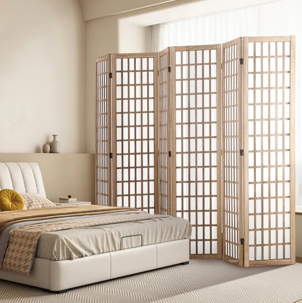 VEVOR Room Divider, 6 Panel Japanese Room Divider, Wood Folding Privacy Screen Indoor, Japanese Partition Dividers Portable Decoration Screens, for Room Separation Home Office Restaurant & Bedroom