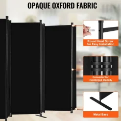 VEVOR Room Divider, 6 Panel Room Divider, Folding Privacy Screen and Portable Partition Divider for Room Separation, Freestanding Room Partitions for Office, Bedroom, Study, Black