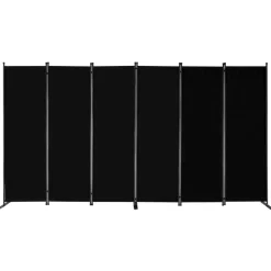 VEVOR Room Divider, 6 Panel Room Divider, Folding Privacy Screen and Portable Partition Divider for Room Separation, Freestanding Room Partitions for Office, Bedroom, Study, Black