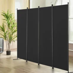 VEVOR Room Divider,  4 Panel Room Dividers and Folding Privacy Screens, Fabric Partition Room Dividers for Office, Bedroom, Dining Room, Study, Freestanding, Black