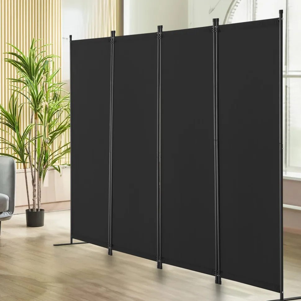 VEVOR Room Divider, 4 Panel Room Dividers and Folding Privacy Screens, Fabric Partition Room Dividers for Office, Bedroom, Dining Room, Study, Freestanding, Black