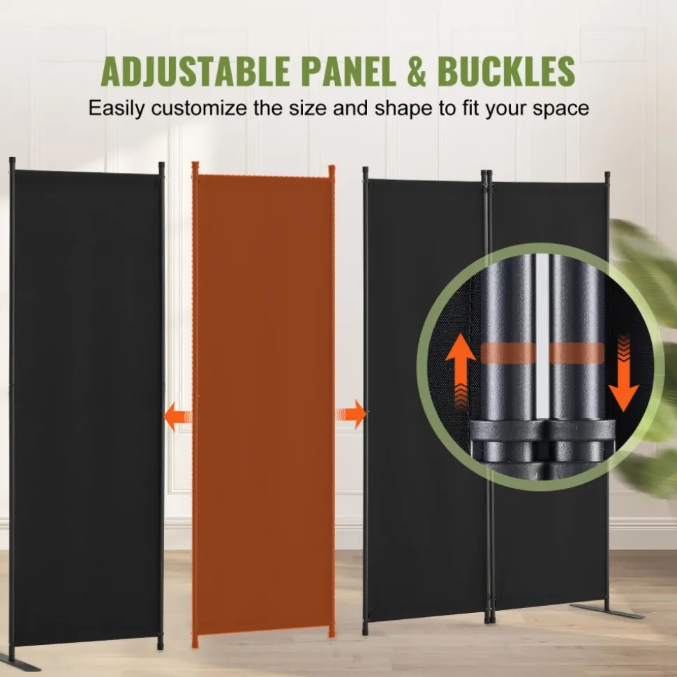 VEVOR Room Divider, 4 Panel Room Dividers and Folding Privacy Screens, Fabric Partition Room Dividers for Office, Bedroom, Dining Room, Study, Freestanding, Black
