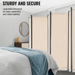 VEVOR Room Divider,  4 Panel Room Dividers and Folding Privacy Screens, Fabric Partition Room Dividers for Office, Bedroom, Dining Room, Study, Freestanding, White