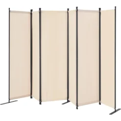 VEVOR Room Divider, 6 Panel Room Divider, Folding Privacy Screen and Portable Partition Divider for Room Separation, Freestanding Room Partitions for Office, Bedroom, Study, Beige