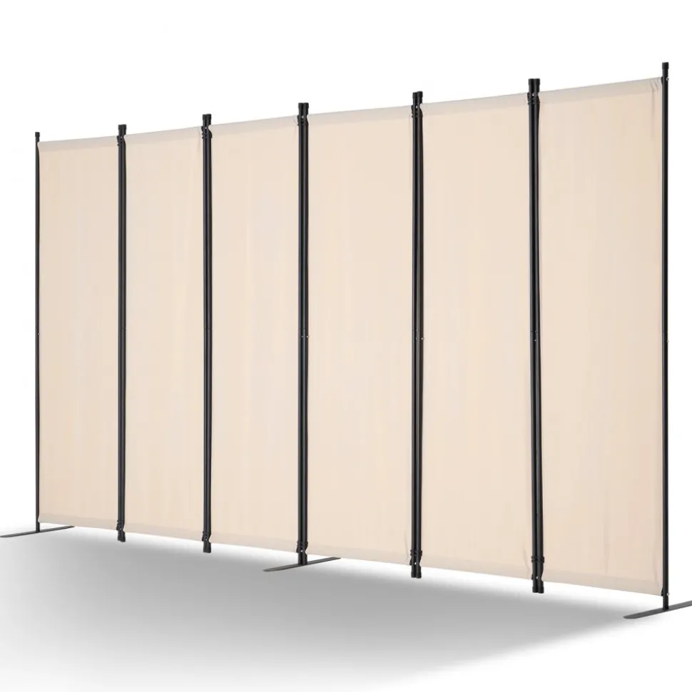 VEVOR Room Divider, 6 Panel Room Divider, Folding Privacy Screen and Portable Partition Divider for Room Separation, Freestanding Room Partitions for Office, Bedroom, Study, Beige