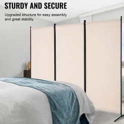 VEVOR Room Divider, 3 Panel Room Divider, Folding Privacy Screen and Portable Partition Divider for Room Separation, Freestanding Room Partitions for Office, Bedroom, Study, Beige