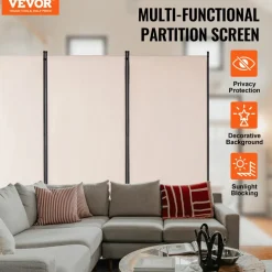 VEVOR Room Divider, 3 Panel Room Divider, Folding Privacy Screen and Portable Partition Divider for Room Separation, Freestanding Room Partitions for Office, Bedroom, Study, Beige