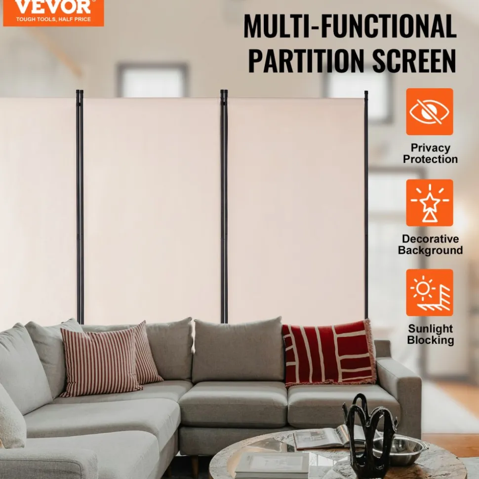 VEVOR Room Divider, 3 Panel Room Divider, Folding Privacy Screen and Portable Partition Divider for Room Separation, Freestanding Room Partitions for Office, Bedroom, Study, Beige