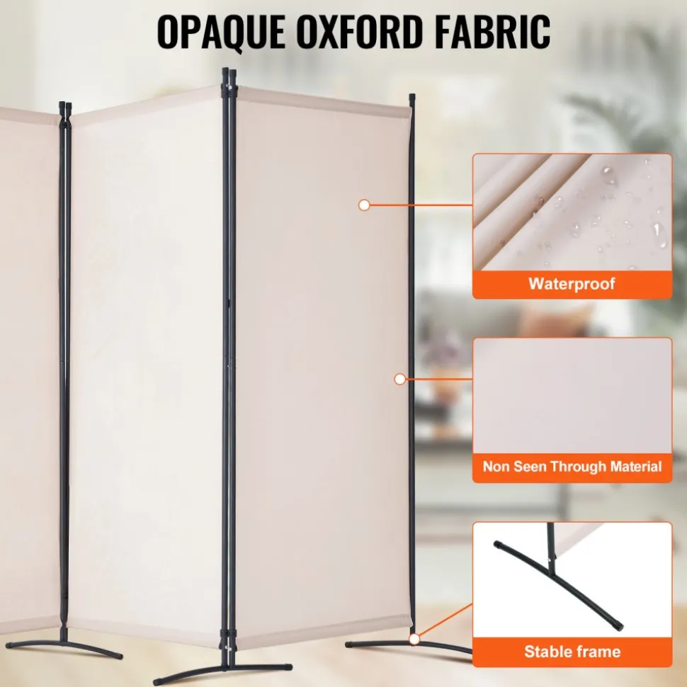 VEVOR Room Divider, 3 Panel Room Divider, Folding Privacy Screen and Portable Partition Divider for Room Separation, Freestanding Room Partitions for Office, Bedroom, Study, Beige