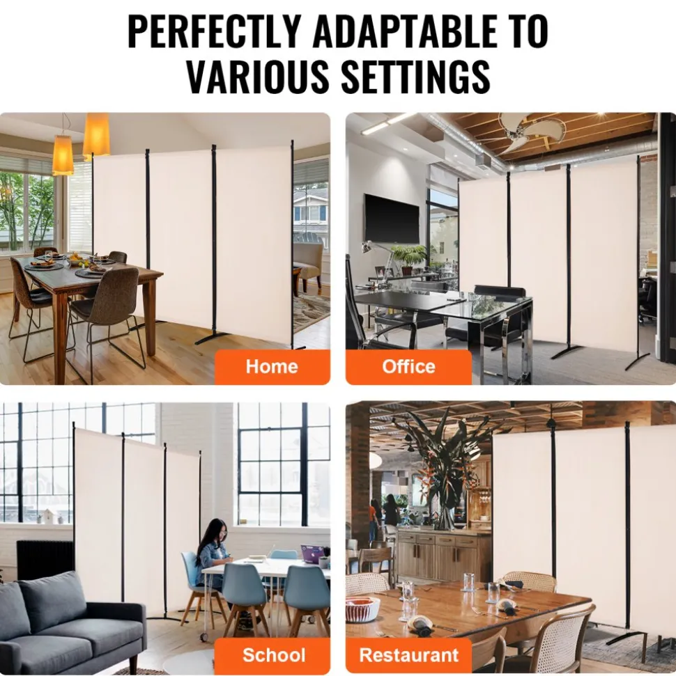 VEVOR Room Divider, 3 Panel Room Divider, Folding Privacy Screen and Portable Partition Divider for Room Separation, Freestanding Room Partitions for Office, Bedroom, Study, Beige