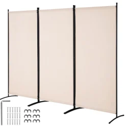 VEVOR Room Divider, 3 Panel Room Divider, Folding Privacy Screen and Portable Partition Divider for Room Separation, Freestanding Room Partitions for Office, Bedroom, Study, Beige