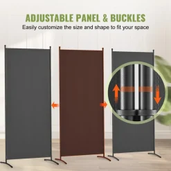 VEVOR Room Divider, 3 Panel Room Divider, Folding Privacy Screen and Portable Partition Divider for Room Separation, Freestanding Room Partitions for Office, Bedroom, Study, Grey