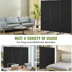 VEVOR Room Divider, 3 Panel Room Dividers and Folding Privacy Screens, Fabric Partition Room Dividers for Office, Bedroom, Dining Room, Study, Freestanding, Black