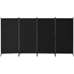 VEVOR Room Divider, 4 Panel Room Divider, Folding Privacy Screen and Portable Partition Divider for Room Separation, Freestanding Room Partitions for Office, Bedroom, Study, Black