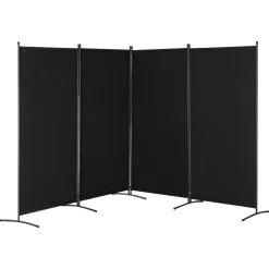 VEVOR Room Divider, 4 Panel Room Divider, Folding Privacy Screen and Portable Partition Divider for Room Separation, Freestanding Room Partitions for Office, Bedroom, Study, Black