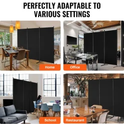VEVOR Room Divider, 3 Panel Room Divider, Folding Privacy Screen and Portable Partition Divider for Room Separation, Freestanding Room Partitions for Office, Bedroom, Study, Black