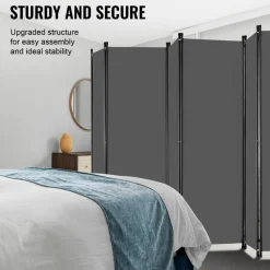 VEVOR Room Divider, 6 Panel Room Divider, Folding Privacy Screen and Portable Partition Divider for Room Separation, Freestanding Room Partitions for Office, Bedroom, Study, Grey