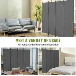 VEVOR Room Divider,  4 Panel Room Dividers and Folding Privacy Screens, Fabric Partition Room Dividers for Office, Bedroom, Dining Room, Study, Freestanding, Light Gray