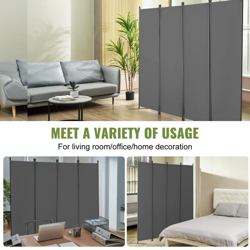 VEVOR Room Divider, 4 Panel Room Dividers and Folding Privacy Screens, Fabric Partition Room Dividers for Office, Bedroom, Dining Room, Study, Freestanding, Light Gray