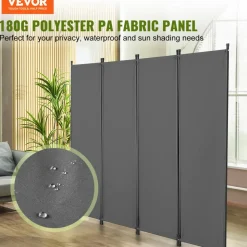 VEVOR Room Divider, 4 Panel Room Dividers and Folding Privacy Screens, Fabric Partition Room Dividers for Office, Bedroom, Dining Room, Study, Freestanding, Light Gray