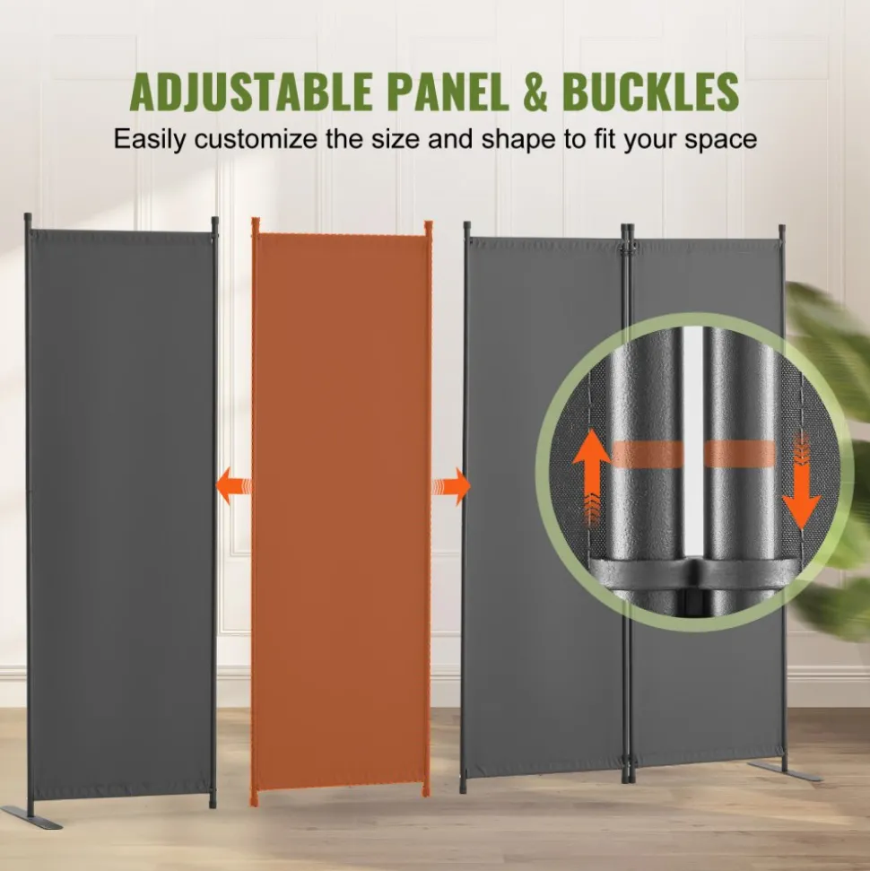 VEVOR Room Divider, 4 Panel Room Dividers and Folding Privacy Screens, Fabric Partition Room Dividers for Office, Bedroom, Dining Room, Study, Freestanding, Light Gray