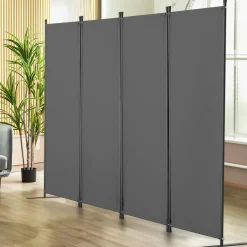 VEVOR Room Divider, 4 Panel Room Dividers and Folding Privacy Screens, Fabric Partition Room Dividers for Office, Bedroom, Dining Room, Study, Freestanding, Light Gray