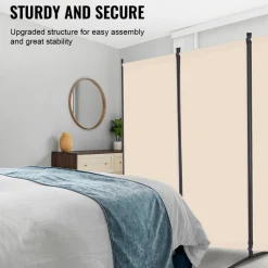 VEVOR Room Divider, 4 Panel Room Divider, Folding Privacy Screen and Portable Partition Divider for Room Separation, Freestanding Room Partitions for Office, Bedroom, Study, Beige