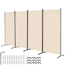 VEVOR Room Divider, 4 Panel Room Divider, Folding Privacy Screen and Portable Partition Divider for Room Separation, Freestanding Room Partitions for Office, Bedroom, Study, Beige