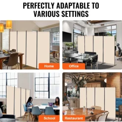 VEVOR Room Divider, 4 Panel Room Divider, Folding Privacy Screen and Portable Partition Divider for Room Separation, Freestanding Room Partitions for Office, Bedroom, Study, Beige