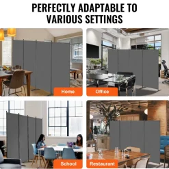 VEVOR Room Divider, 4 Panels Room Divider, Folding Privacy Screen and Portable Partition Divider for Room Separation, Freestanding Room Partitions for Office, Bedroom, Study, Grey